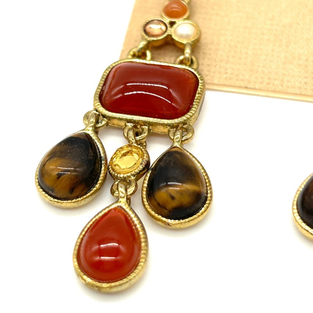 NWT Ralph Lauren Dangle Earrings & Gold Tone Graduated Bead Toggle Necklace 17" - Picture 6 of 16